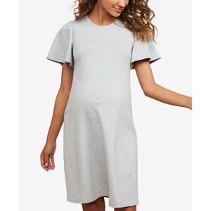 Motherhood Maternity Women’s Gray Flutter Sleeve Sweatshirt Dress Medium